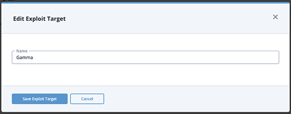 Edit Exploit Target dialog box