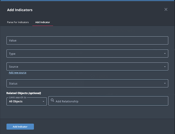 Add Indicators Dialog Box