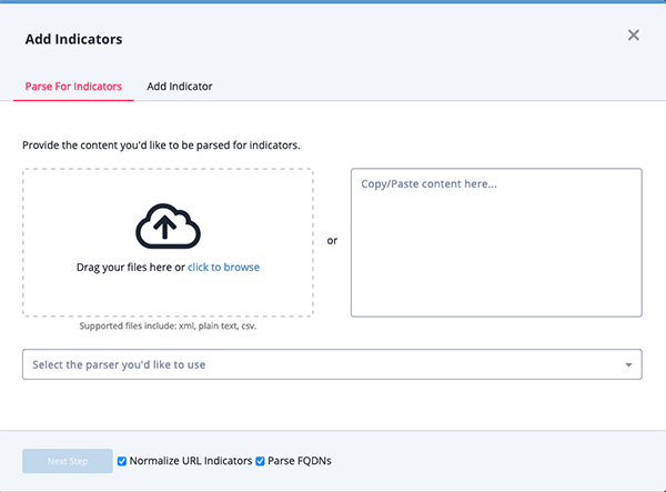 Add Indicators Dialog Box
