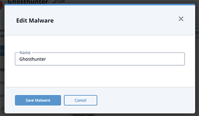 Edit Malware dialog box