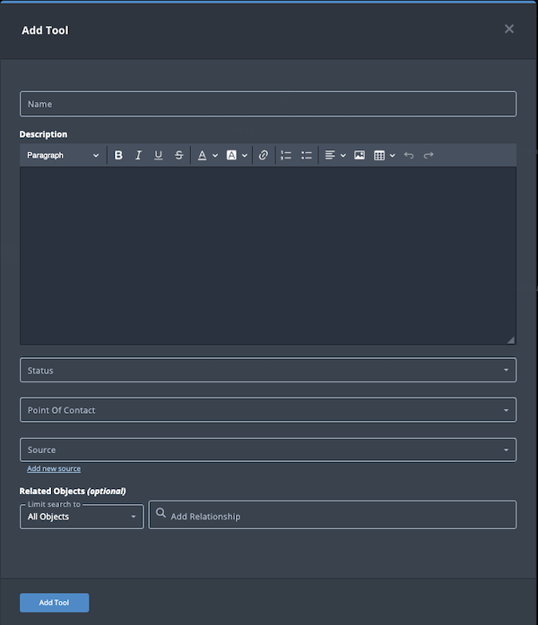 Add Tool dialog box