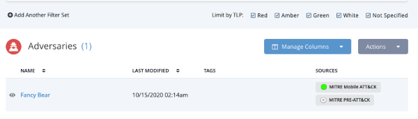 Sources displayed before applying the TLP filter Sources displayed before applying the TLP filter