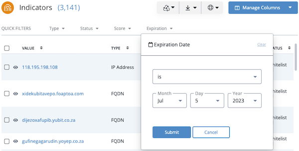 Expiration Date Slider