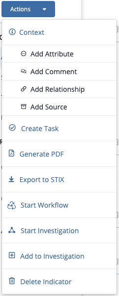 Actions Menu