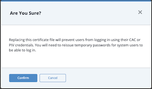 Certificate Replacement Warning