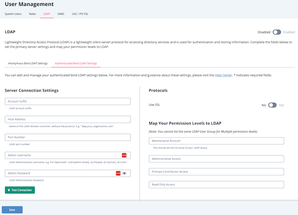 Updated LDAP Settings